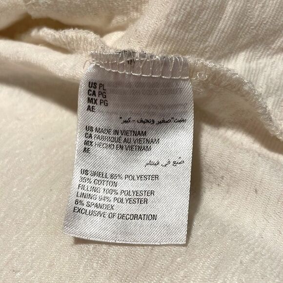 Charter Club- Quilted and Ribbed Full Zip-Up Jacket in White/Cream- Size LP - Picture 7 of 7